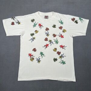 Vintage 90s Dan Gilbert T Shirt Mens L Colorful Frogs Swarm Oneita Single Stitch